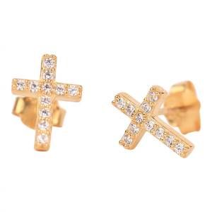 NEW COLOR SHOUT women's spirit shout cross stud earring in gold